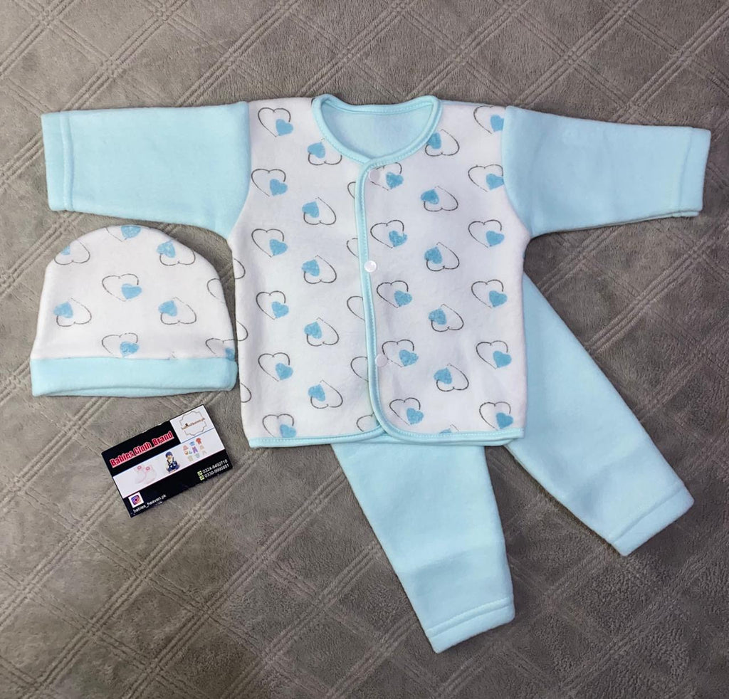 Baby suit With  Cap - Hearts - Winter
