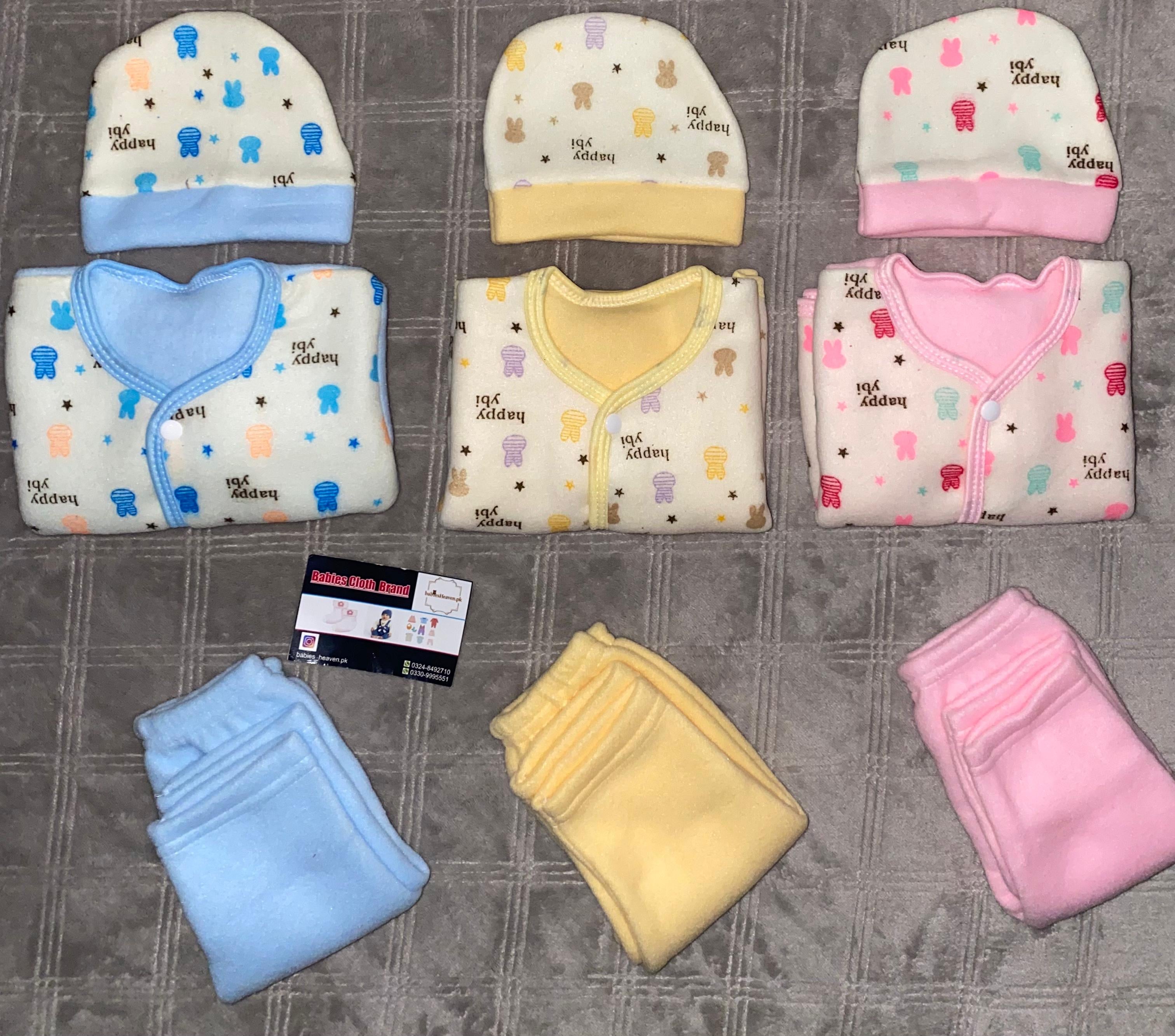 Pack of 3 Suits with Cap - Winter - Rabbit 🐰 - Pink/Blue/Yellow