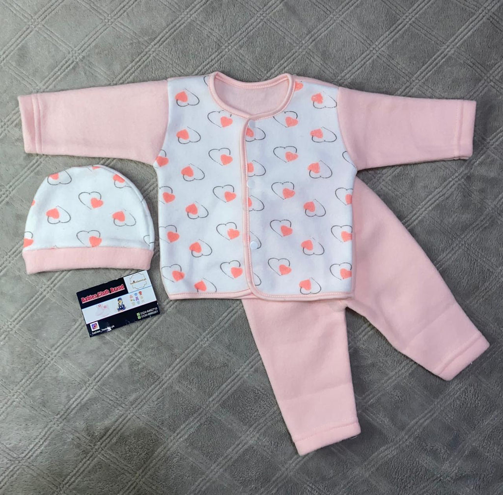 Baby suit With  Cap - Hearts - Winter