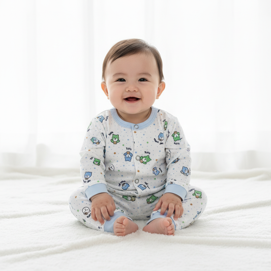 Baby in Blue Bear Pajama Set