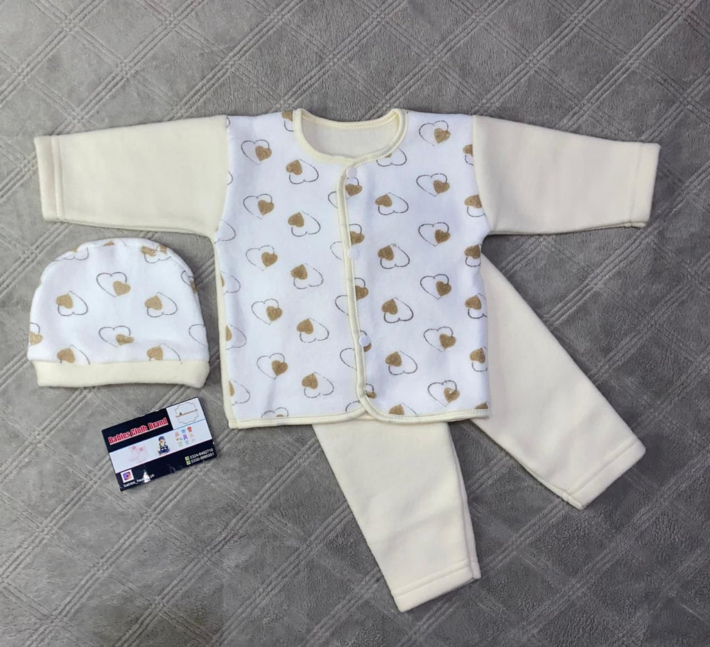 Baby suit With  Cap - Hearts - Winter