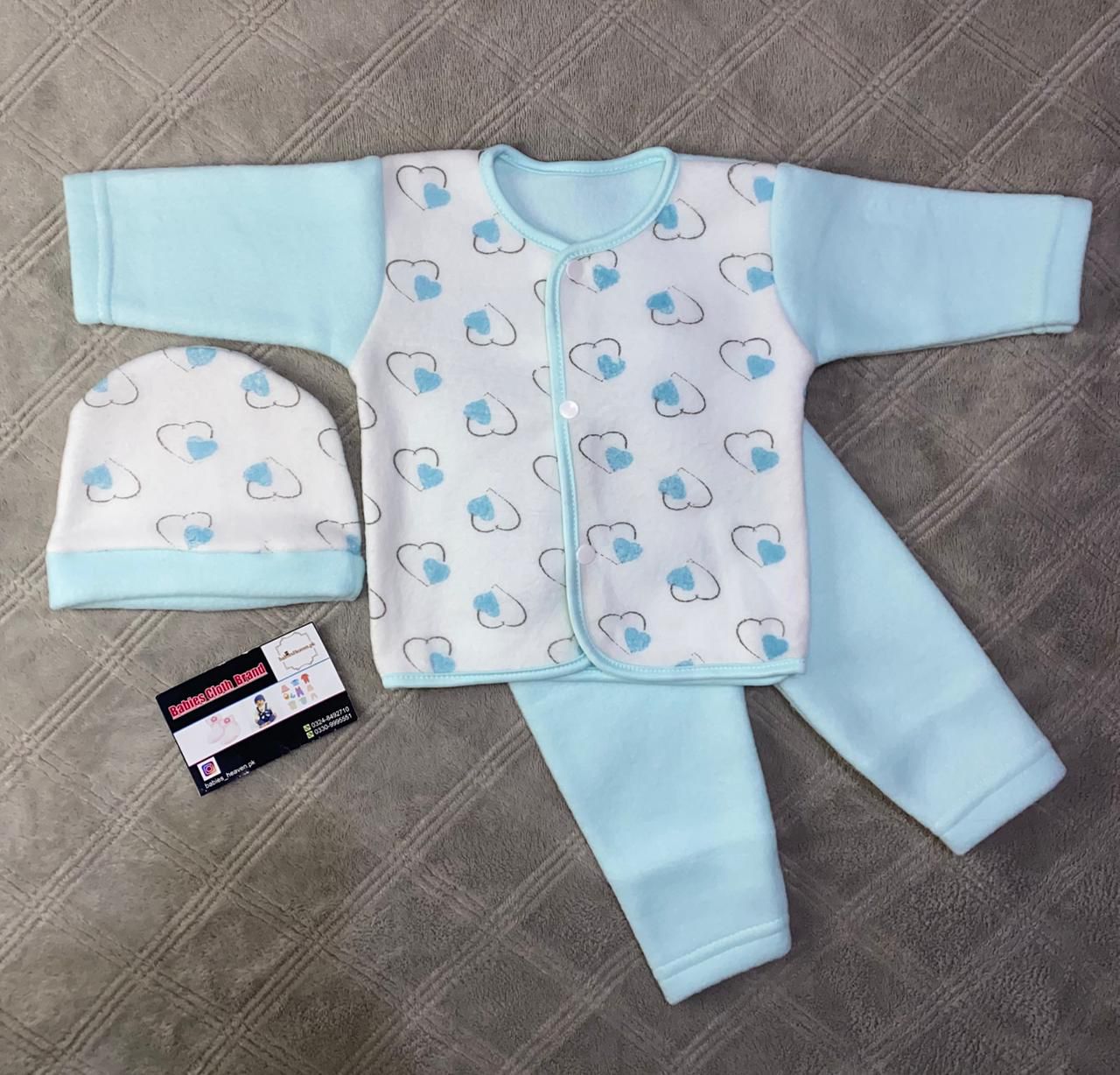 Baby suit With  Cap - Hearts - Winter