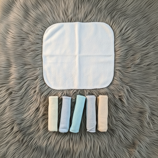 White Baby Washcloth Set on Grey Fur